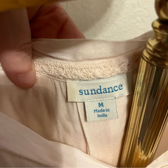 SUNDANCE ~ Blush Pink Top with Floral Embroidery and Pleated Back Detail - Picture 6 of 8